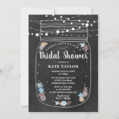 Krijtbord Mason Jar String Lights Vrijgezellenfees Kaart (Voorkant)