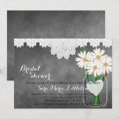 Krijtbord Mason Jar - Witte Daisies Vrijgezellenfe Kaart (Voorkant / Achterkant)