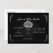  Krijtbord MasonJar Flowers Sla de datum op Aankondigingskaart (Voorkant / Achterkant)