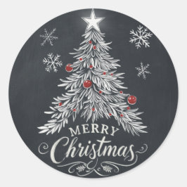 Krijtbord Merry Christmas Tree Envelope Seal Ronde Sticker
