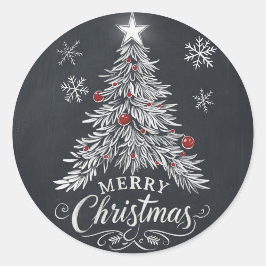 Krijtbord Merry Christmas Tree Envelope Seal Ronde Sticker (Voorkant)