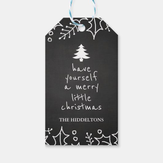  krijtbord Merry Christmas Typografie Cadeaulabel (Voorkant)