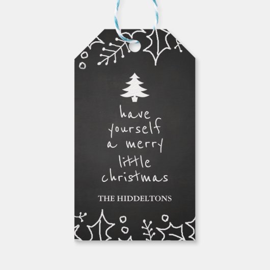  krijtbord Merry Christmas Typografie Cadeaulabel (Achterkant)