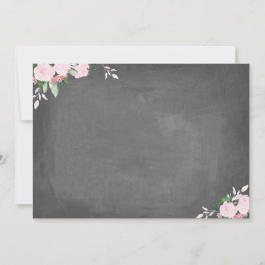 krijtbord met bloeiende bloemen | doopuitnodiging kaart (Achterkant)