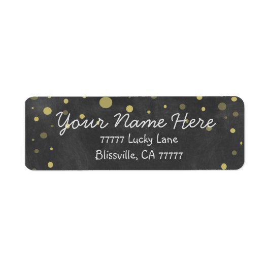 Krijtbord met Gouden Stippen Etiket (Voorkant)