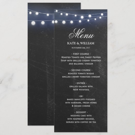 Krijtbord met lichten  MENU Kaart (Voorkant / Achterkant)