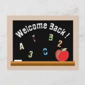 Krijtbord met rode appel terug-naar-school briefka briefkaart (Voorkant)