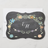 Krijtbord Mint Roze Aqua Bloemenslingers Bruiloft Kaart (Achterkant)