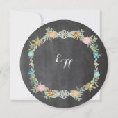 Krijtbord Mint Roze Aqua Bloemenslingers Bruiloft Save The Date (Achterkant)