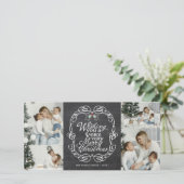 Krijtbord Mistletoe Script Prettig Kerstmis Foto Feestdagenkaart (Staand voorkant)