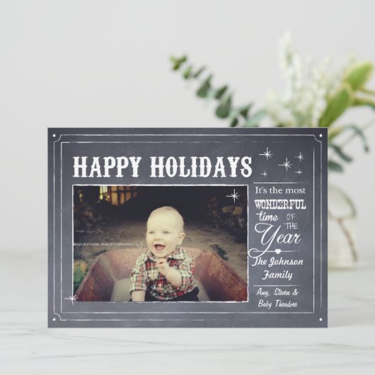 Krijtbord Modern Kerstkaart (Staand voorkant)