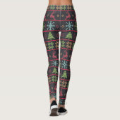 Krijtbord Modern Noords gebreid patroon Lelijke tr Leggings (Achterkant)