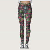 Krijtbord Modern Noords gebreid patroon Lelijke tr Leggings (Voorkant)