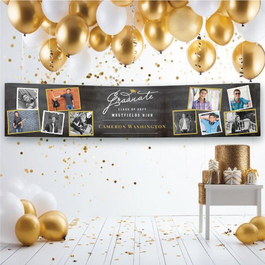 Krijtbord Modern Script 10 Foto Afstudeerfeest Spandoek