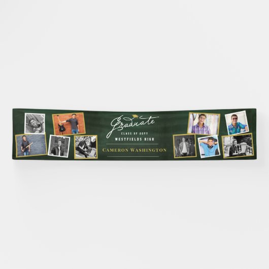 Krijtbord Modern Script 10 Fotoafstudeerfeest Spandoek (Horizontaal)