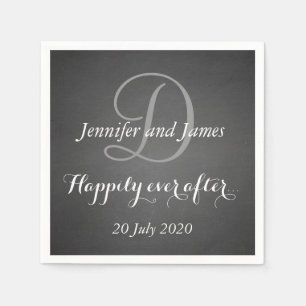 Krijtbord Monogram Gelukkig ooit daarna Servetten