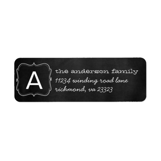 Krijtbord Monogram Lijst retour adres label (Voorkant)