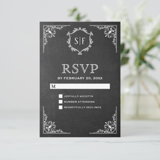 Krijtbord Monogram RSVP (Staand voorkant)