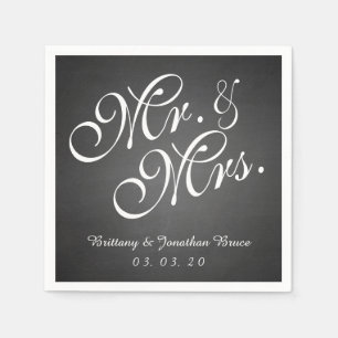 Krijtbord Mr Mrs Rustic Huwelijkspapier Servetten