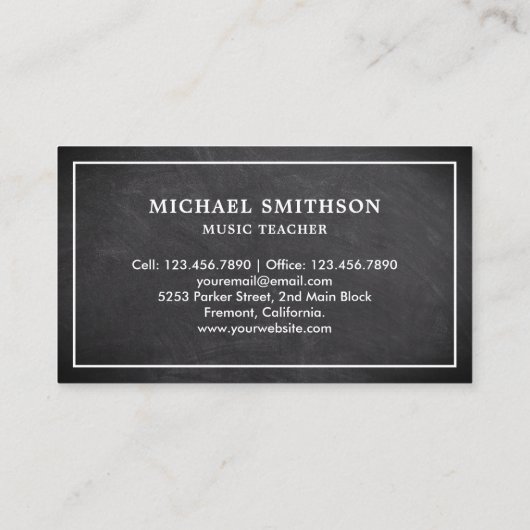Krijtbord Muziek Leraar Witte Drum Kit Drummer Visitekaartje (Achterkant)
