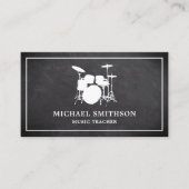 Krijtbord Muziek Leraar Witte Drum Kit Drummer Visitekaartje (Voorkant)