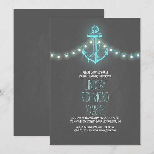 krijtbord nautische bruids douche uitnodiging (Voorkant / Achterkant)