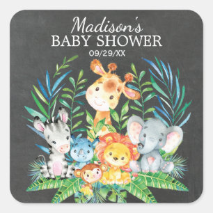 Krijtbord Oerwoud Dier Baby shower Favor Sticker