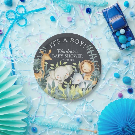 Krijtbord Oerwoud Dieren Baby shower 7" Bord (Feest)