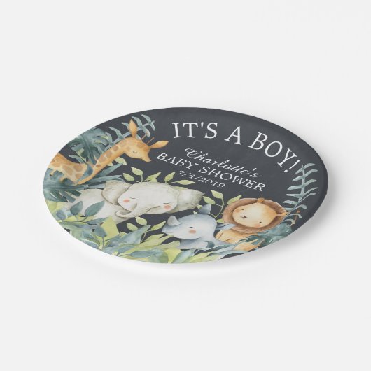 Krijtbord Oerwoud Dieren Baby shower 7" Bord (Gekanteld)