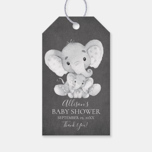 Krijtbord Olifant Baby shower Favor Gift Label Cadeaulabel (Voorkant)
