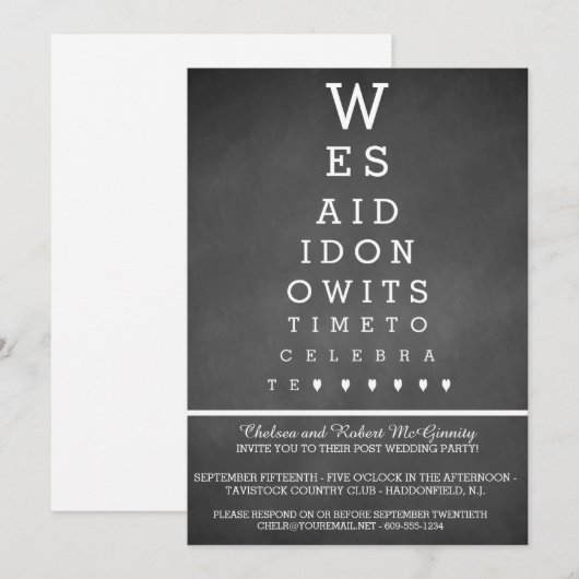 Krijtbord Oogkaart na de bruiloft receptie alleen Kaart (Voorkant / Achterkant)