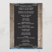 Krijtbord op Hout - Blauwe Bruiloft Programmakaart (Achterkant)