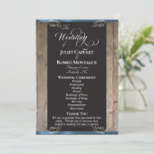 Krijtbord op Hout - Blauwe Bruiloft Programmakaart (Staand voorkant)