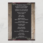 Krijtbord op Hout - Burgundy Bruiloft Programmakaart (Achterkant)
