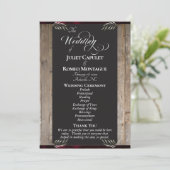 Krijtbord op Hout - Burgundy Bruiloft Programmakaart (Staand voorkant)