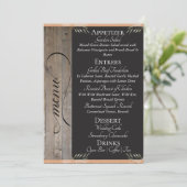 Krijtbord op Hout, Monogram & Dank Je - Perzik Menu (Staand voorkant)