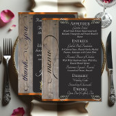 Krijtbord op Hout, Monogram & Dank je wel - Koper Menu