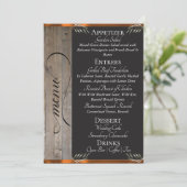 Krijtbord op Hout, Monogram & Dank je wel - Koper Menu (Staand voorkant)