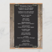 Krijtbord op Hout - Perzik Huwelijk Programmakaart (Achterkant)