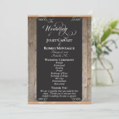 Krijtbord op Hout - Perzik Huwelijk Programmakaart (Staand voorkant)