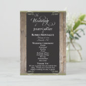Krijtbord op Hout - Salie Huwelijk Programmakaart (Staand voorkant)