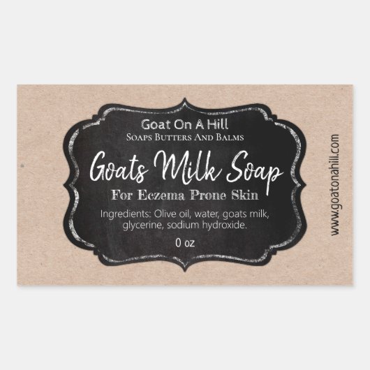 Krijtbord op Kraft Goat's Milk Soap Rechthoekige Sticker (Voorkant)