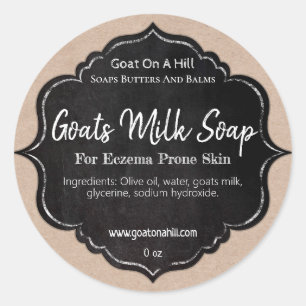 Krijtbord op Kraft Goat's Milk Soap Ronde Sticker