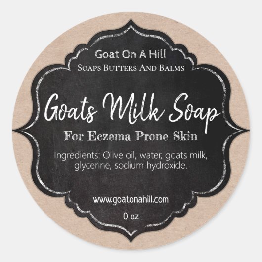 Krijtbord op Kraft Goat's Milk Soap Ronde Sticker (Voorkant)