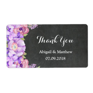 Krijtbord Paarse Lavendel Bloemen Bruiloft Labels
