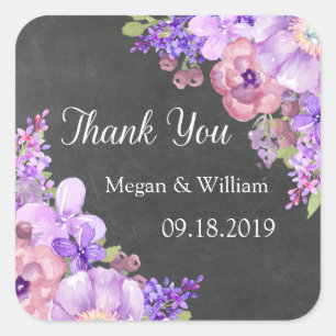 Krijtbord Paarse Lavendel Bloemen Bruiloft Labels
