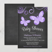 Krijtbord Paarse vlinder wervelt Baby shower Kaart (Voorkant / Achterkant)