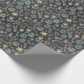 Krijtbord Paashaas Doodle Patroon Inpakpapier (Hoek)