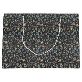 Krijtbord Paashaas Doodle Patroon Inpakpapier Groot Cadeauzakje