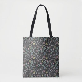 Krijtbord Paashaas Krabbelpatroon Tote Bag